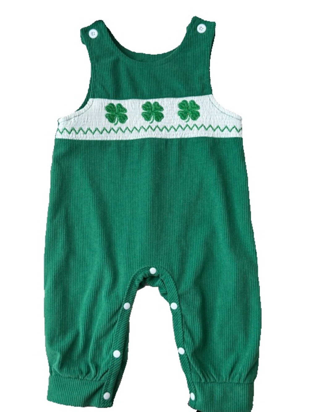St. Patrick’s Day Shamrock Smocked Romper 3-6M EUC